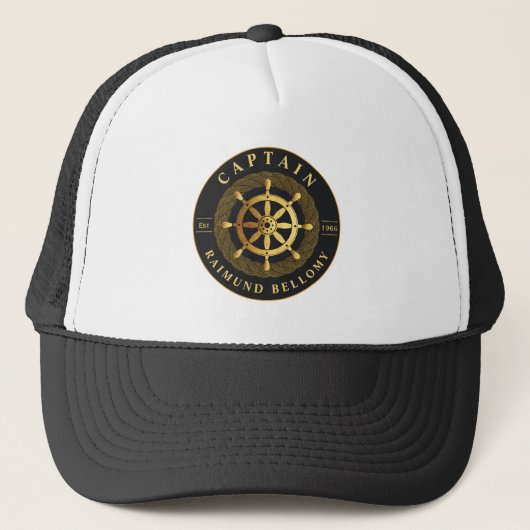Gouden Ship Wheel Trucker Hoed Pet (Voorkant)