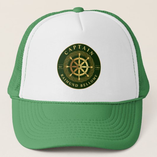 Gouden Ship Wheel Trucker Hoed Pet (Voorkant)