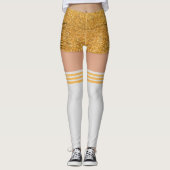 Gouden Shorts Knie Sokken Naam Roller Derby Leggings (Voorkant)