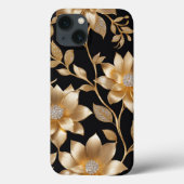 Gouden sieraden bloemenpatroon Elegant bloemontwer Case-Mate iPhone Case (Achterkant)