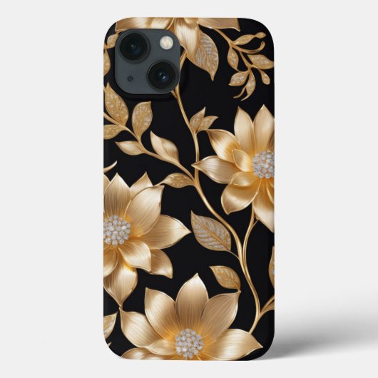 Gouden sieraden bloemenpatroon Elegant bloemontwer Case-Mate iPhone Case (Achterkant)