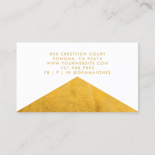 Gouden sieraden Designer Faux Gold Folie Rand Visitekaartje (Achterkant)