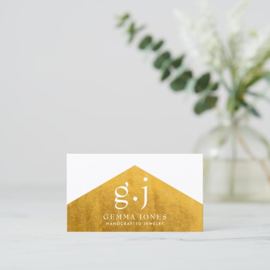 Gouden sieraden Designer Faux Gold Folie Rand Visitekaartje (Staand voorkant)