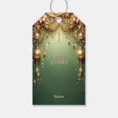 Gouden Sieraden Festieve Groene Kerst Geschenklabe Cadeaulabel (Achterkant)