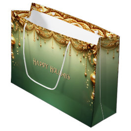 Gouden Sieraden Festieve Groene Kerst Geschenkzak Groot Cadeauzakje