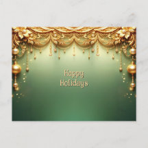 Gouden Sieraden Festive Groene Vakantie Ansichtkaa