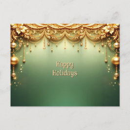 Gouden Sieraden Festive Groene Vakantie Ansichtkaa Briefkaart