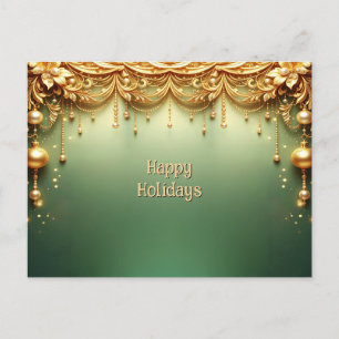 Gouden Sieraden Festive Groene Vakantie Ansichtkaa Briefkaart