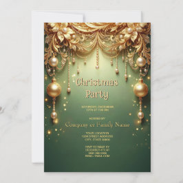 Gouden Sieraden Festive Groene Vakantie Feest Kaart