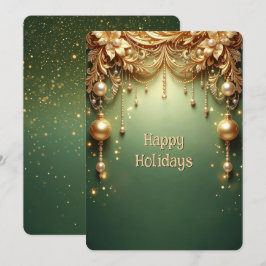 Gouden Sieraden Festive Groene Vakantiekaart Feestdagenkaart