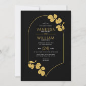 Gouden sieraden geïnspireerd lijst en bladeren bru kaart (Voorkant)