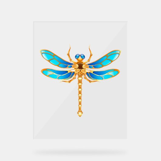 Gouden sieraden libel insect vip fun vector afbeel acryl bord (Voorkant)