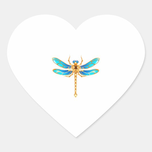 Gouden sieraden libel insect vip fun vector afbeel hart sticker (Voorkant)
