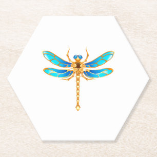 Gouden sieraden libel insect vip fun vector afbeel kartonnen onderzetters