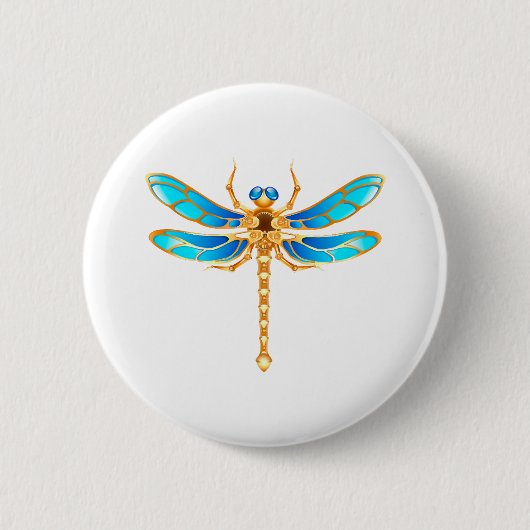Gouden sieraden libel insect vip fun vector afbeel ronde button 5,7 cm (Voorkant)