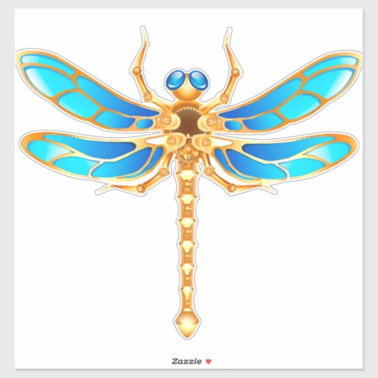 Gouden sieraden libel insect vip fun vector afbeel sticker (Vel)