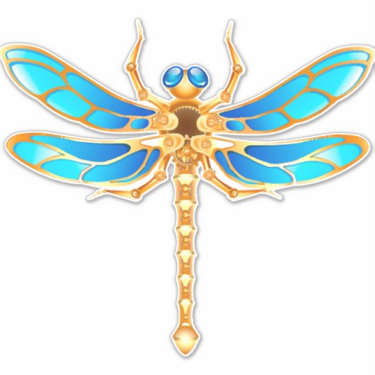 Gouden sieraden libel insect vip fun vector afbeel sticker (Voorkant)