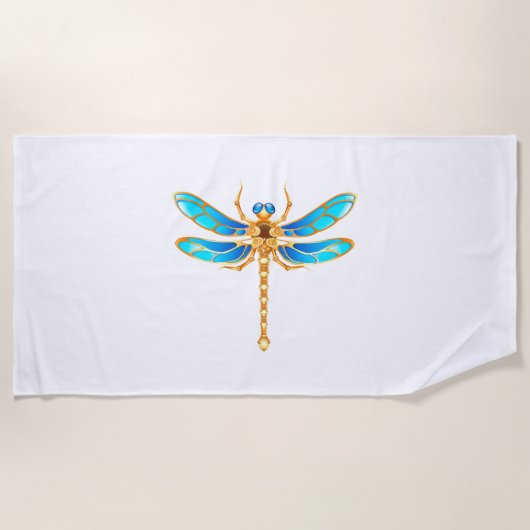 Gouden sieraden libel insect vip fun vector afbeel strandlaken (Voorkant)