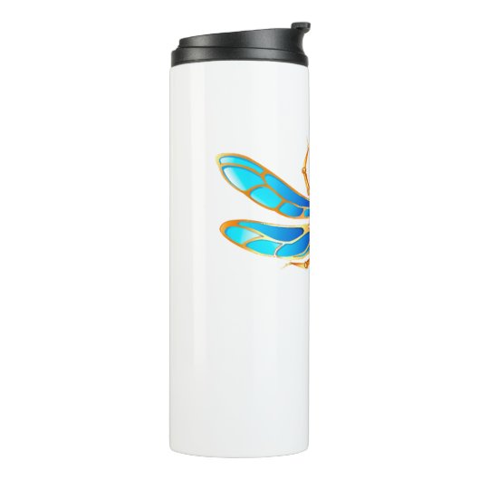 Gouden sieraden libel insect vip fun vector afbeel thermosbeker (Gedraaid links)