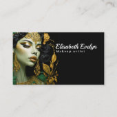 Gouden sieraden voor dames met groene bloemige tou visitekaartje (Voorkant)