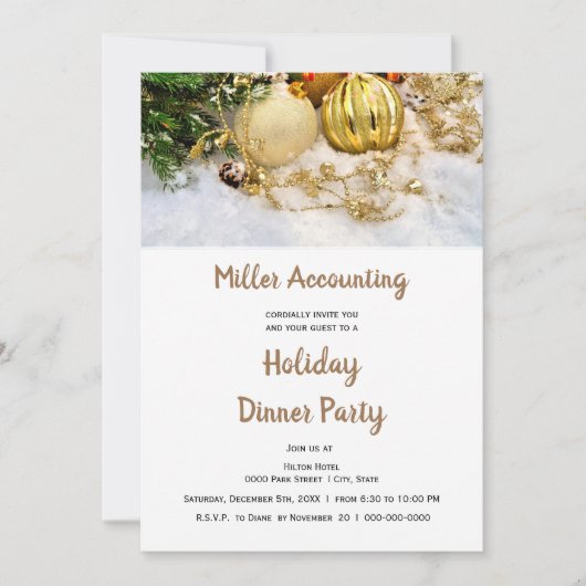 Gouden Sieraden Zakelijke Kerstvakantie Feest Kaart (Voorkant)