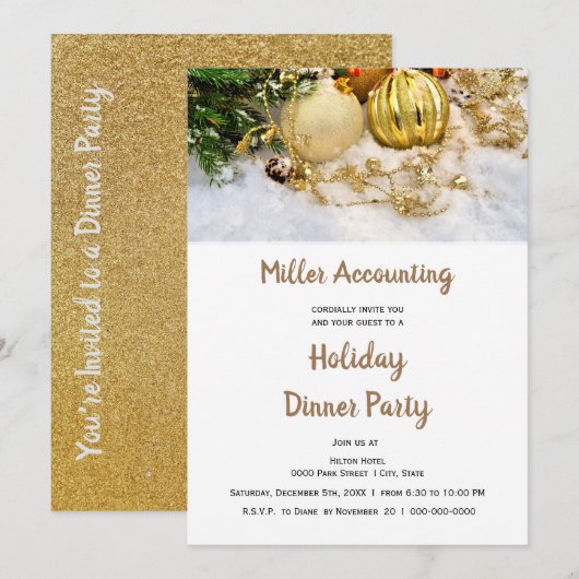 Gouden Sieraden Zakelijke Kerstvakantie Feest Kaart (Voorkant / Achterkant)