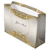 Gouden Sierbloem Geschenkzak Groot Cadeauzakje (Achterkant Gekanteld)