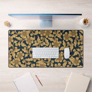 Gouden sierbloemen-bureau mat