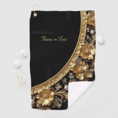 Gouden Sierbloemen Golfhanddoek (Insitu)