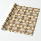 Gouden Sierbloemen Inpakpapier (Uitgerold)