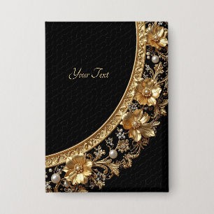Gouden Sierbloemen Knop Button