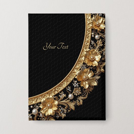 Gouden Sierbloemen Knop Button (Voorkant)
