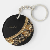 Gouden Sierbloemen Sleutelhanger (Achterkant)