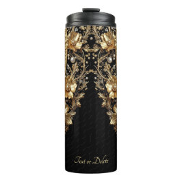 Gouden Sierbloemen Thermische Tumbler Thermosbeker
