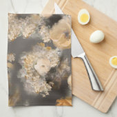 gouden sierbloemen voor monochrome waterverf op theedoek (Quarter Fold)