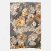 gouden sierbloemen voor monochrome waterverf op theedoek (Verticaal)