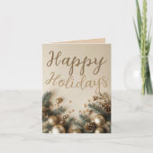 Gouden Siergroen Kerstwensen Kaart (Voorkant)