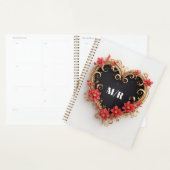 Gouden Sierhartkrans Met Rode Bloemen Planner (Display)