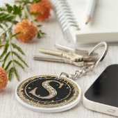 Gouden Sierinitiaal S Cadeau Sleutelhanger (Voorkant Rechts)
