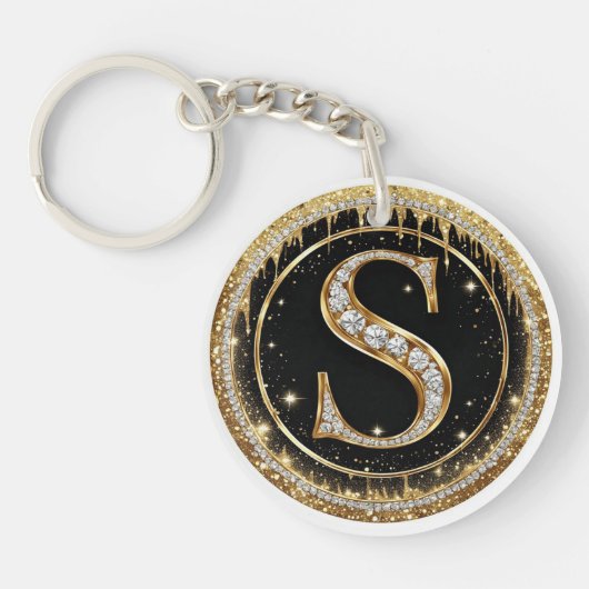 Gouden Sierinitiaal S Cadeau Sleutelhanger (Voorkant)