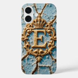 Gouden sierletter E met kroon overlay iPhone 16 Hoesje