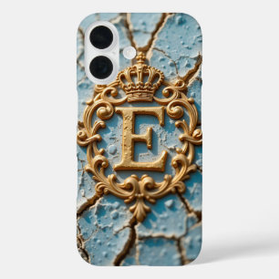 Gouden sierletter E met kroon overlay iPhone 16 Hoesje