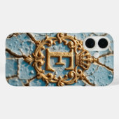 Gouden sierletter E met kroon overlay Case-Mate iPhone Case (Achterkant (horizontaal))
