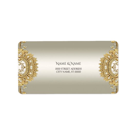 Gouden Sierlijk Adreslabel Etiket (Voorkant)