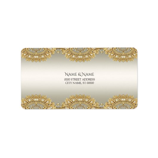 Gouden Sierlijk Adreslabel Etiket (Voorkant)