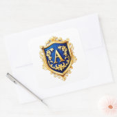 Gouden sierlijk schild met letter A Vierkante Sticker (Envelop)