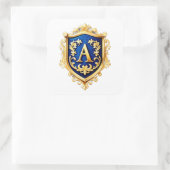 Gouden sierlijk schild met letter A Vierkante Sticker (Tas)