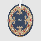 Gouden Sierlijke Bloem Cirkel Ontwerp Ornament (voorkant)