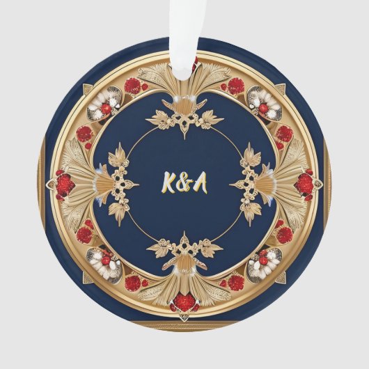 Gouden Sierlijke Bloem Cirkel Ontwerp Ornament (voorkant)