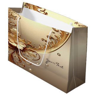 Gouden Sierlijke Bloem Geschenkzak Groot Cadeauzakje